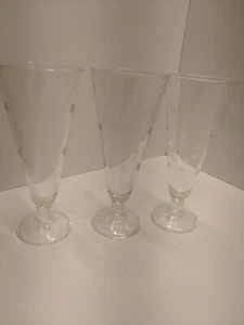 Rare Vintage Cut Dot Champagne Sherbet Flute Footed Glasses Set of 3 - Picture 1 of 5
