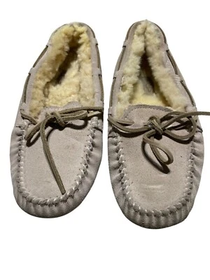 UGG Australia Kids Blush color Suede Sheepskin Moccasin Slippers Size 2 Beige - Image 1 of 4