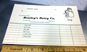 Bentley & Sons Farm dairy Fairbanks Alaska RARE paper order form, Retro Logo - Picture 1 of 4