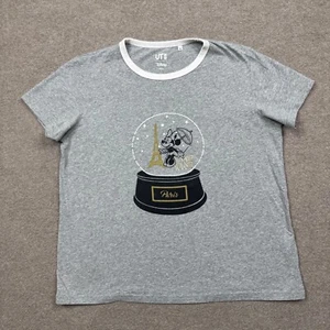 Uniqlo x Minnie Mouse Shirt Girls Large L Gray Ringer Short Sleeve Paris YOUTH - Picture 1 of 7