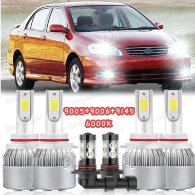 Farol de LED alto baixo lâmpada de neblina 6 peças para Toyota Corolla 2005 2006 2007 2008 - Imagem 1 de 4