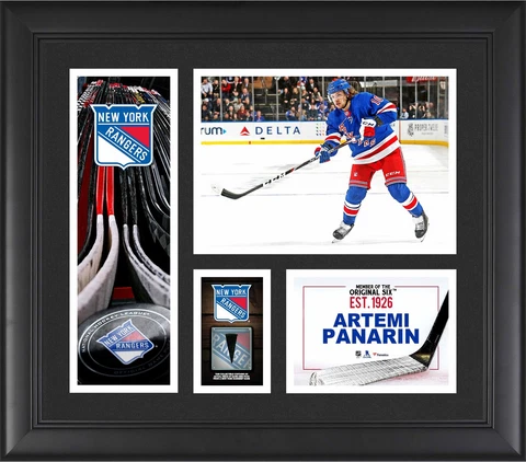 Artemi Panarin NY Rangers Frmd 15" x 17" Player Collage & Piece of GU Puck Cover