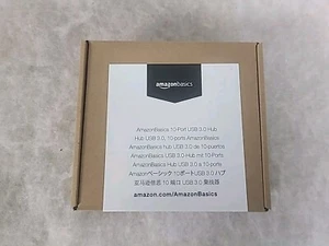 Amazon Basics 10 Port USB 3.0 Hub Multi Port Adapter Black Gray Gloss Finish - Picture 1 of 1