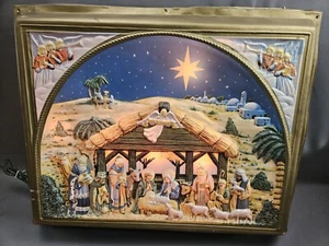 1955 NOMA Lighted Blow Mold Nativity Christmas Display MCM Vinylite 30 X 24 - Picture 1 of 6