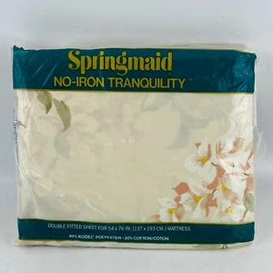 Vtg Springmaid Double Fitted Bed Sheet Key Largo Full 54x76 Mattress 160 Count - Picture 1 of 5