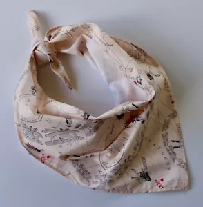 Cotton neckerchief in very pale pink and greys. Retro Aeroplanes print. - Picture 1 of 2