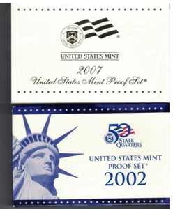2007 UND 2002 US MINT PROOF SET 14 UND 10 COIN2 - Bild 1 von 7