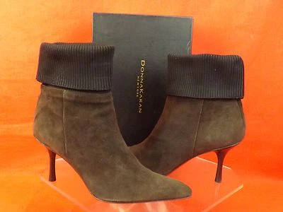 NUEVO EN CAJA BOTINES DONNA KARAN MARRÓN GAMUZA PUNTA TRASERA CREMALLERA PUÑO ELÁSTICO 38.5 Foto 1 de 4