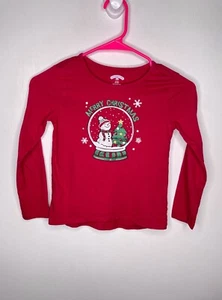 Holiday Time Christmas Top Girls Size Small 6-6X Long Sleeve Snowman Red Holiday - Picture 1 of 4