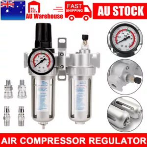 Air Compressor Regulator & Lubricator Combo Water Oil Separator Trap Filter Kit - Picture 1 of 12
