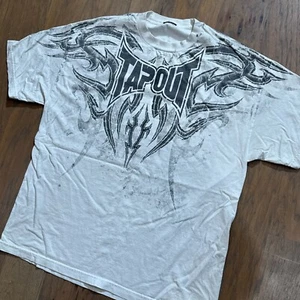 Vintage Tapout Shirt Mens XL White Spell Out Logo Graphic Print Gothic Emo Y2K - Picture 1 of 9