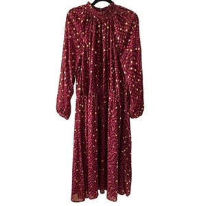 Abito midi scoop oro a pois manica lunga vestito da festa XL - Foto 1 di 3
