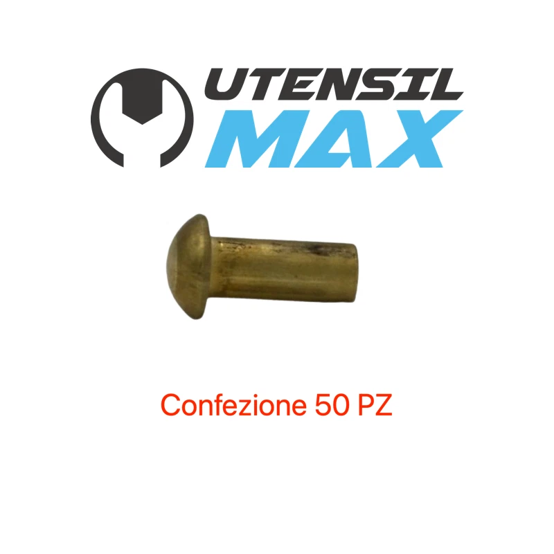 RIBATTINI TESTA BOMBATA  OTTONE 4X10 conf 50 PZ - Immagine 1 di 2