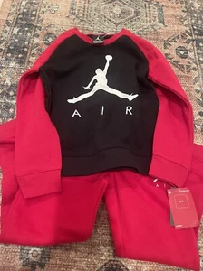 air jordan boys two piece tracksuit red black size 7 new - Picture 1 of 5
