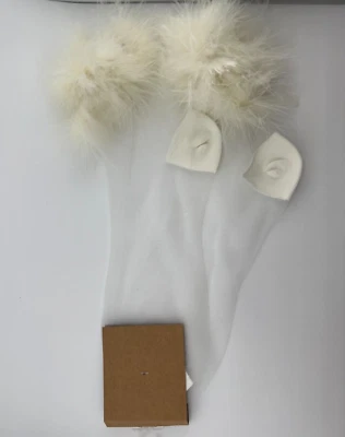 Calcetines tobilleros transparentes marfil puños plumas festival fiesta calcetines medias calcetines Foto 1 de 4