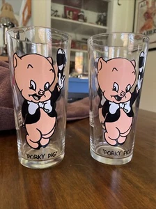 2, 16fl.oz. 1973 Pepsi Glasses PORKY PIG - WARNER BROS.  LOONEY TUNES - Picture 1 of 15