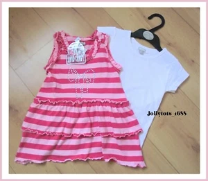 FUNKY DIVA Girls 2 Pack Tops 2-3 Years Pink & White Layer Tunic T-Shirt Set BNWT - Picture 1 of 4