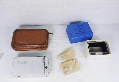 Cámara Minolta 16 Subminiatura con Rokkor 1:28 F=22mm (Japón) y Estuche de Cuero Foto 1 de 4