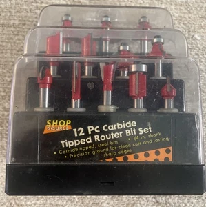 Shop Source 12-teiliges hartmetallbestücktes Router-Bit-Set. Stahlbits, 1/4" Schaft - Bild 1 von 6