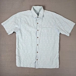 Tommy Bahama 100% Silk Hawaiian Button Beach Shirt Blue Size Medium Original Fit - Picture 1 of 8