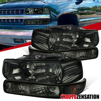 Smoke Fit 1999-2002 Silverado 00-06 Tahoe Suburban Headlights+Bumper Signal Lamp Foto 1 de 4