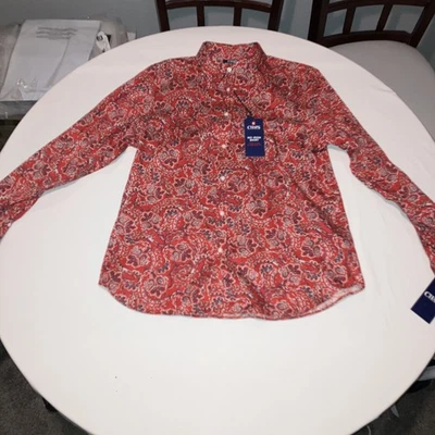 Camisa Chaps Ralph Lauren Paisley Floral Roja LS Abotonada Occidental Grande Nueva con Etiquetas  Foto 1 de 4