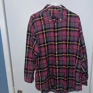 Camisa Burberry London Para Hombre Grande Roja Amarilla Azul Marino A Cuadros Con Botones Hecha en EE. UU. - Imagen 1 de 11
