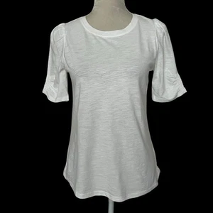 Maurices Ruched Sleeves White Top Women’s Size XS Cotton Round Neck - Picture 1 of 8