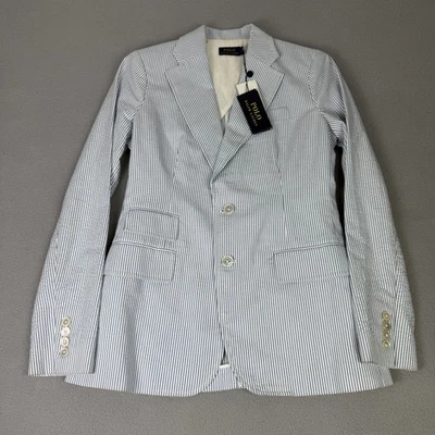 Chaqueta Polo Ralph Lauren Mujer UK 6 Azul Rayas Seersucker Blazer Ligero Foto 1 de 4