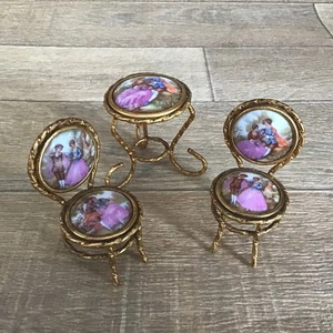 Limoges Porcelain Miniature Table Chair Victorian Era Made In France Doll House - Picture 1 of 12