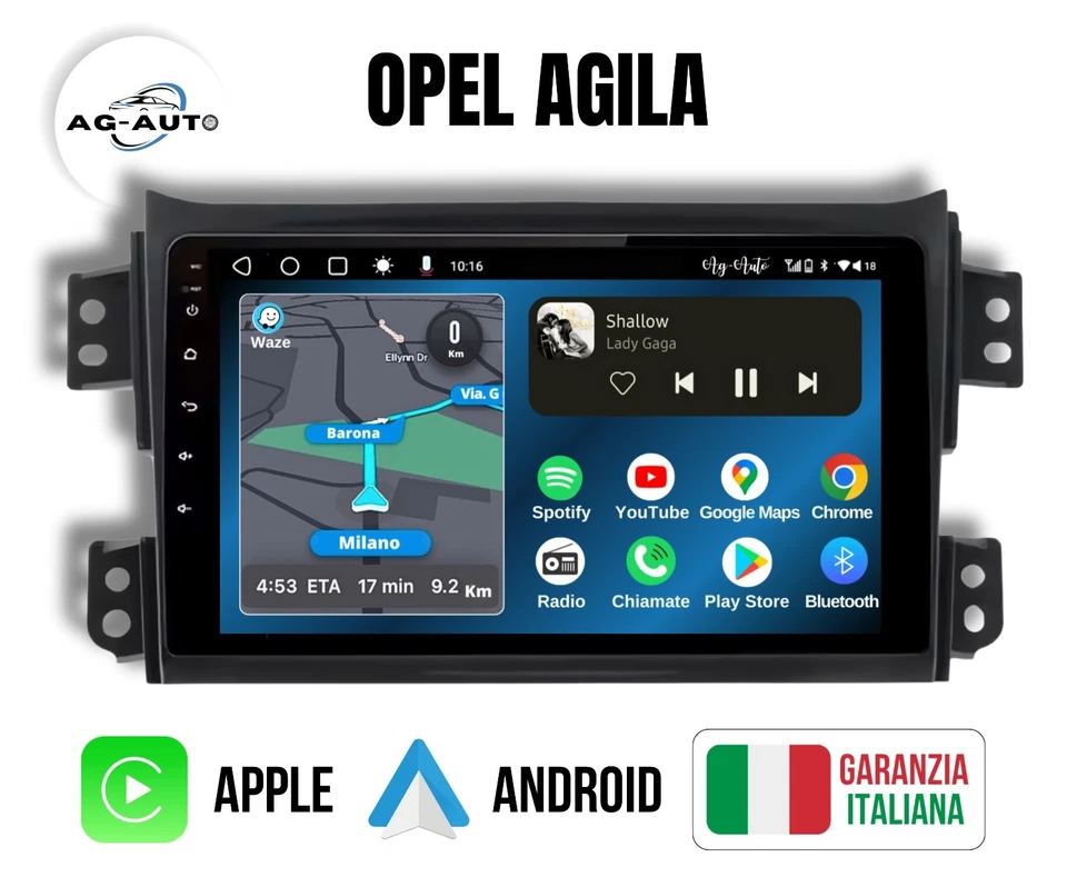 Opel Agila (2008/2012) | 9 pollici - Autoradio 2 Din Android + Carplay GPS - Immagine 1 di 4