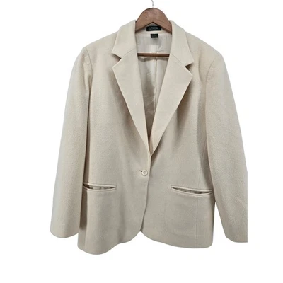 J. Crew Women's Cream Wool Cashmere Blend Blazer Size 12 Single Button - Image 1 of 3