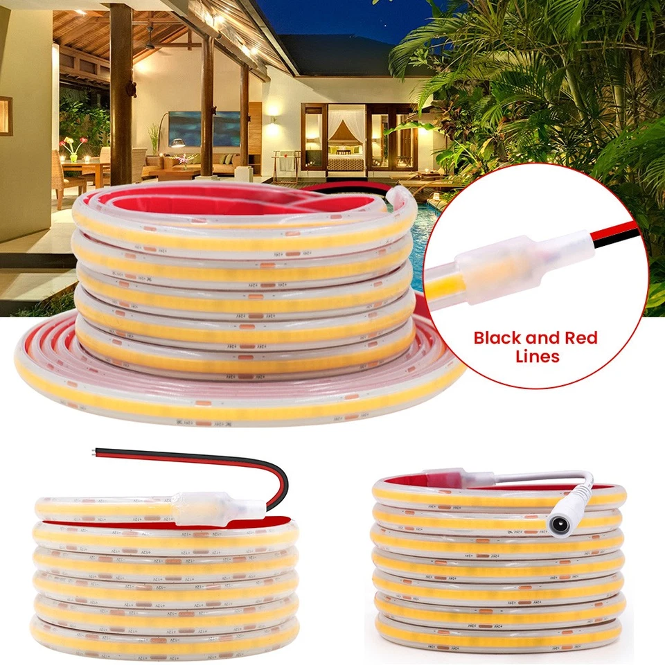 Striscia LED COB 24V Luce Interno Autoadesivo IP68 Impermeabile 320LED/M Strisce - Immagine 1 di 4