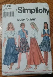 Simplicity 7520 TOP BOTTOMS BLOUSES SHIRTS KNITS SKIRTS PANTS - Picture 1 of 2