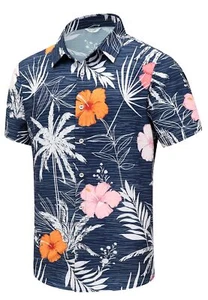 Hawaiian Shirt for Men Unisex Summer Beach Casual Short Sleeve Button Down Sh... - Picture 1 of 8