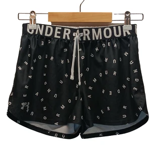 Under Armour Play Up 3.0 Shorts Girls Large Black White UA Logo 3" Inseam EUC - Picture 1 of 7
