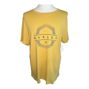 Hurley Graphic T-Shirt Est. Ninety Nine Washed Yellow Tee Large - Picture 1 of 5