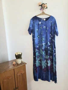 La Sera Women Shortsleeve Floral Summer Rayon Midi Dress Size S Vtg ? - Picture 1 of 14