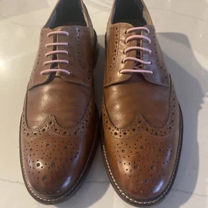 Banana Republic Lite Brown Italian Leather Oxford Dress Shoes Sz9M Wingtips EUC - Picture 1 of 12