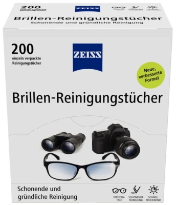 ZEISS Brillen-Reinigungstücher (200 Stk.) NEUE Rezeptur - Vorratspack
