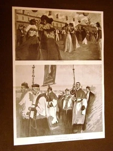 Venezia nel 1901 Festa del Redentore Ballo pubblico Processione sul ponte - Bild 1 von 1