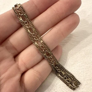 Vintage Designer LANG 1/20 12K Gold Filled Decorative Link Chain Bracelet 7.5" - Picture 1 of 8
