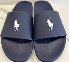 New Polo Ralph Lauren Big Pony Slides Sandals Beach Navy/White Men’s Size 13