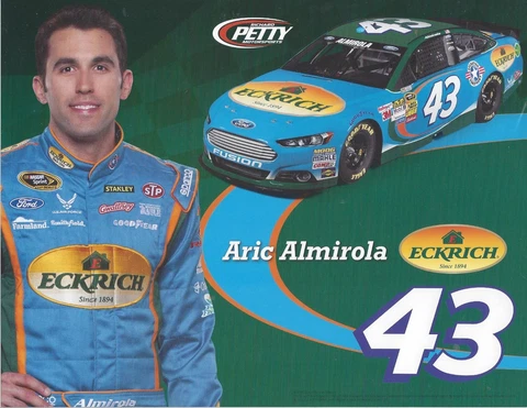 2014 ARIC ALMIROLA "ECKRICH" #43 RICHARD PETTY NASCAR SPRINT CUP POSTCARD Cover