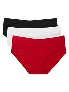 2 PC WARNER'S PLUS SIZE UK 20-22 RED BLACK WHITE KNICKER SILKY MICROFIBER BRIEFS - Picture 1 of 6