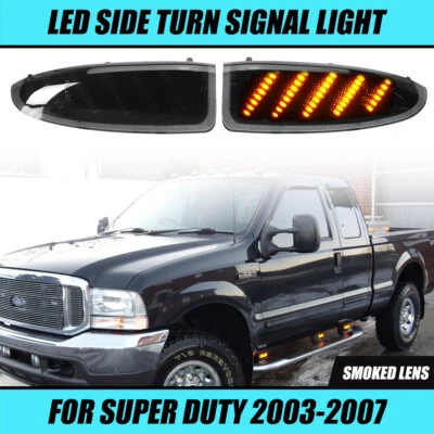 Luces de señal de giro de espejo LED ahumado para Ford F250 F350 F450 Super Duty 03-07 2x Foto 1 de 4