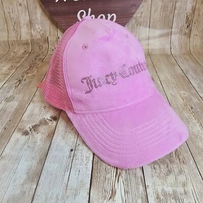 Juicy Couture Pink Velour Trucker Hat Crystals Baseball Hat NEW - Image 1 of 4