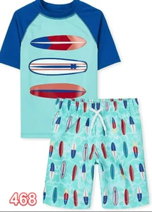 The Children's Place Boys Surfboard 2-Piece Swim Set Aegean Sea M - Picture 1 of 7