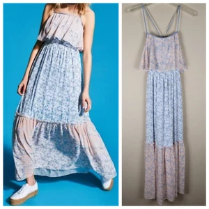 Erin Fetherston Size 4 Maxi Floral Dress Spaghetti Straps Ruffle Ivory Multi - Picture 1 of 16
