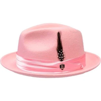 Sombrero Para Hombres Bruno Capelo Lana Australiana Aplastable Fedora Giovani UN126 Rosa Foto 1 de 4